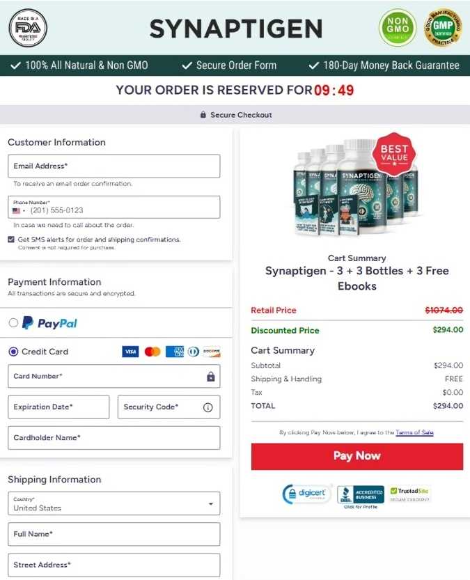Synaptigen Order Page